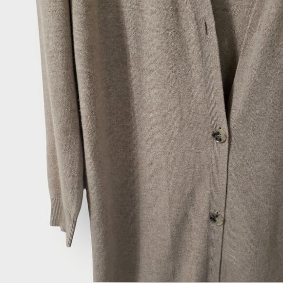 Theory Womens Cashmere Longlined Button Front Cardigan Oatmeal Sz Small *FLAW* - Picture 4 of 14